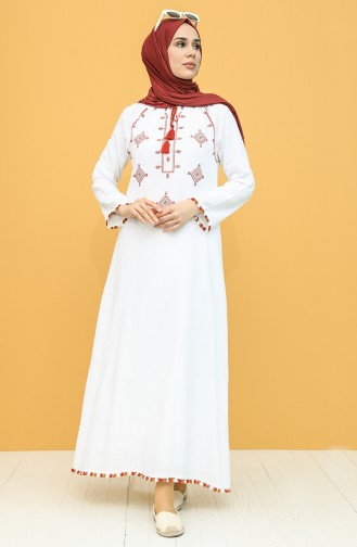 White Hijab Dress 22221-07