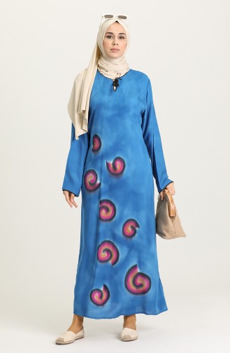 Blau Hijab Kleider 32205-01