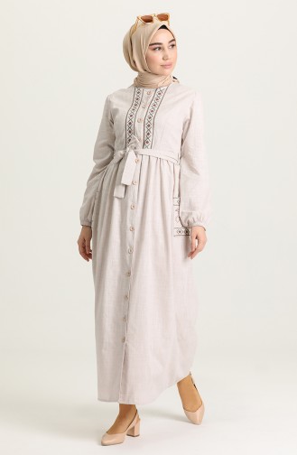 Beige Hijab Dress 21Y8260-05