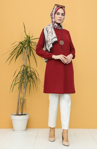 Kolyeli Tunik 1540-03 Bordo