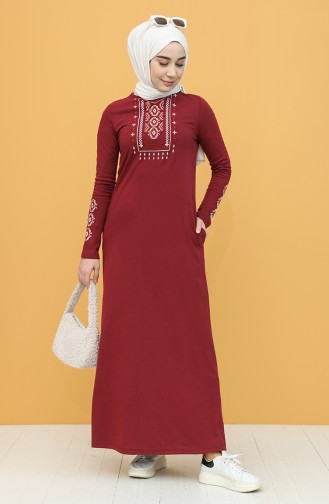 Claret Red Hijab Dress 4049-01