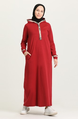 Claret Red Hijab Dress 4127-04