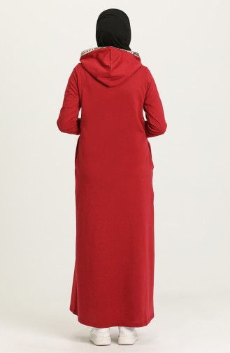 Claret Red Hijab Dress 4127-04