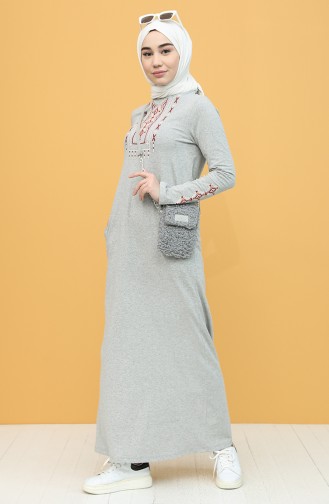 Gray Hijab Dress 4049-04