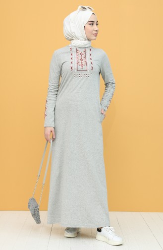 Gray Hijab Dress 4049-04