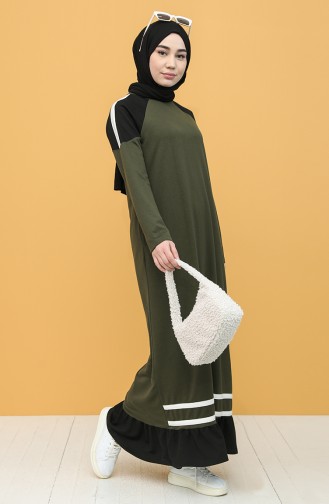 Khaki Hijab Dress 4101-02