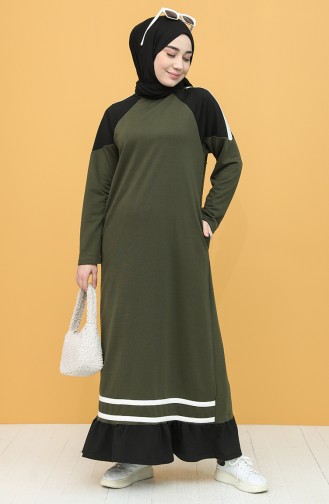 Khaki Hijab Dress 4101-02