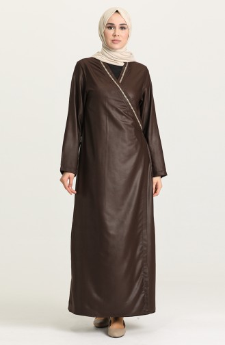 Yandan Bağlamalı Namaz Elbisesi 1010-01 Kahverengi