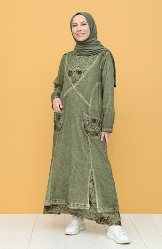 Khaki Hijab Kleider 92206-06