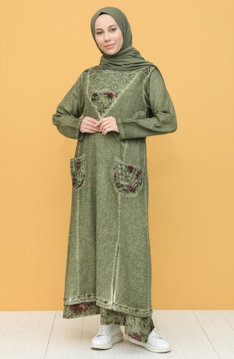 Khaki Hijab Kleider 92206-06