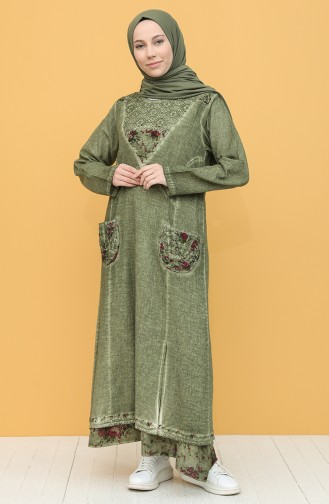 Khaki Hijab Dress 92206-06