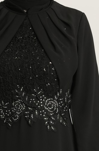 Black Hijab Evening Dress 52785-02