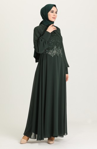Green Hijab Evening Dress 52785-05