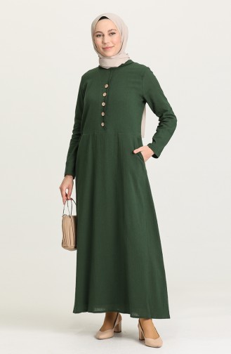 Robe Hijab Vert Foncé 12205-01