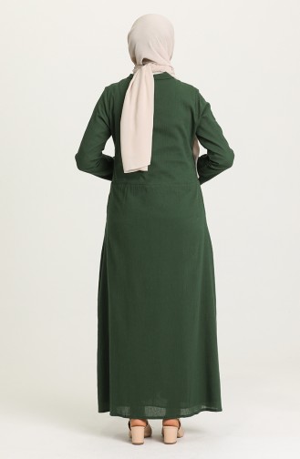 Dark Green Hijab Dress 12205-01