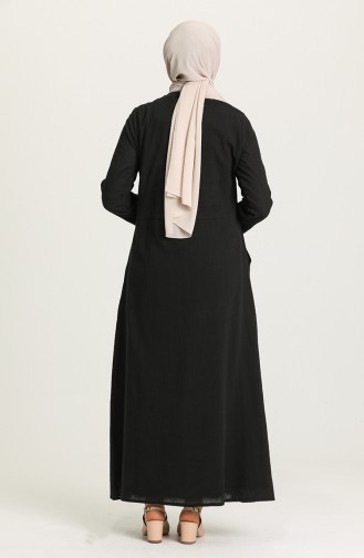 Şile Bezi Düğmeli Elbise 12205-03 Siyah