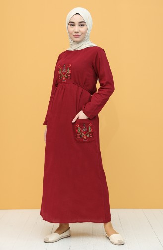 Claret Red Hijab Dress 22205-06