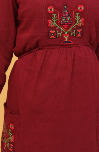 Claret Red Hijab Dress 22205-06