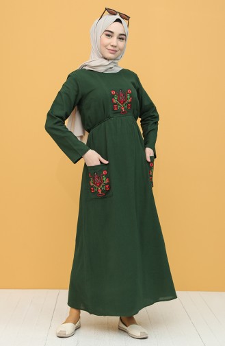 Dark Green İslamitische Jurk 22205-07