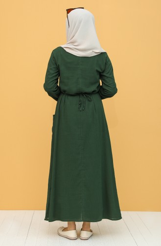 Robe Hijab Vert Foncé 22205-07