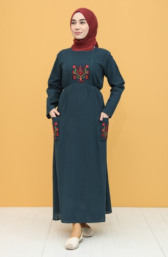 Petrol Hijab Dress 22205-08