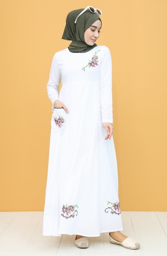 White Hijab Dress 22215 -02