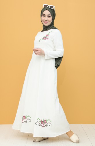 Cream Hijab Dress 22215 -04