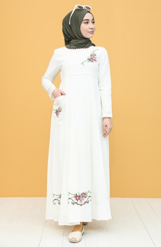 Cream Hijab Dress 22215 -04