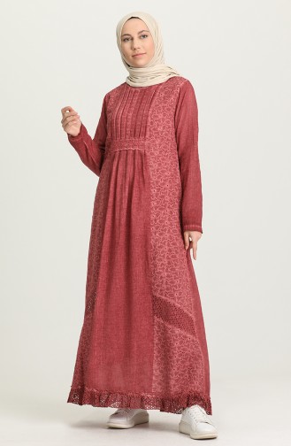 Beige-Rose Hijab Kleider 92210-03