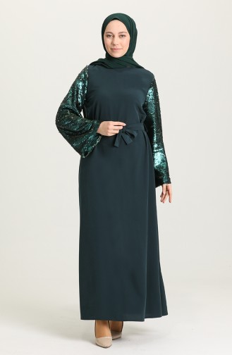 Emerald Green Hijab Dress 2601-01