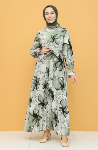 Khaki Hijab Kleider 3101-01