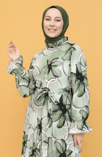 Khaki Hijab Kleider 3101-01