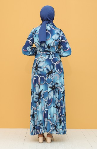 Dunkelblau Hijab Kleider 3101-03