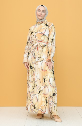 Gelb Hijab Kleider 3101-06