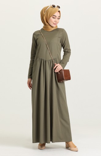 Khaki Hijab Kleider 3326-04