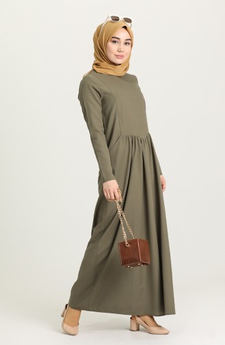 Khaki İslamitische Jurk 3326-04