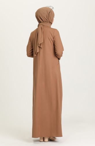 Beli Büzgülü Cepli Elbise 3326-10 Camel