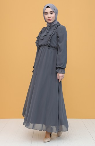 Rauchgrau Hijab Kleider 5312-01