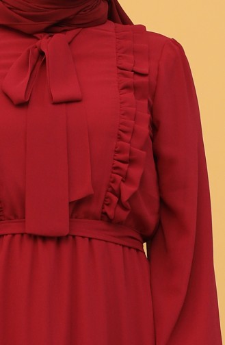Claret Red Hijab Dress 5312-05