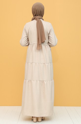 Beige Hijab Dress 21Y8257-03