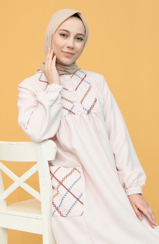 Beige Hijab Dress 21Y8258-04