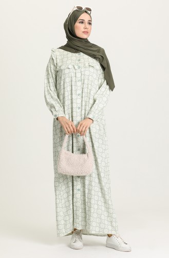 Grün Hijab Kleider 21Y8346-03
