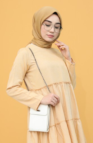 Fırfırlı Tunik 6510-08 Sarı