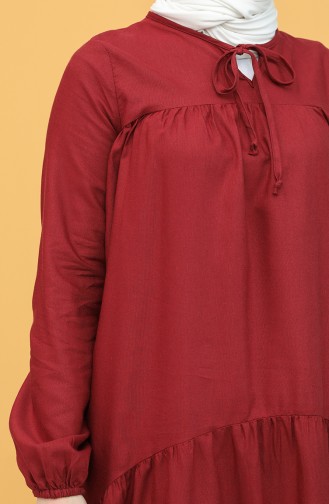 Claret Red Hijab Dress 7288-04