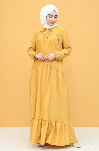 Gelb Hijab Kleider 7288-13