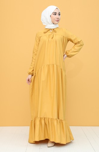 Gelb Hijab Kleider 7288-13