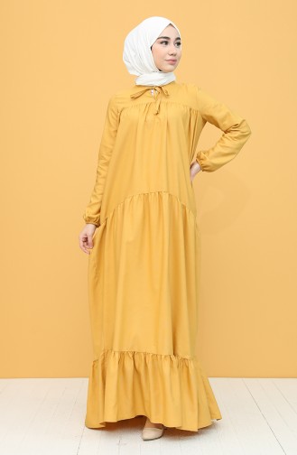 Yellow Hijab Dress 7288-13