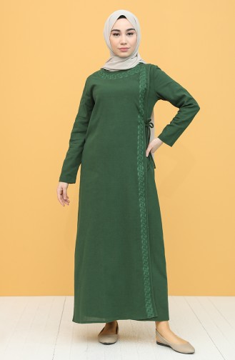 Şile Bezi Elbise 0004-01 Koyu Yeşil