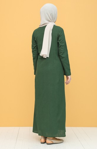 Şile Bezi Elbise 0004-01 Koyu Yeşil