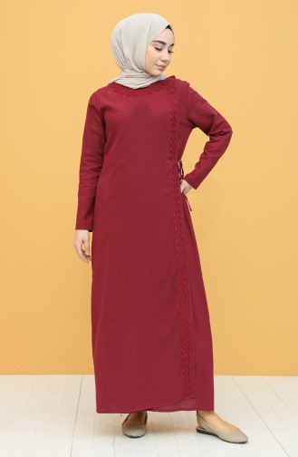 Claret Red Hijab Dress 0004-08